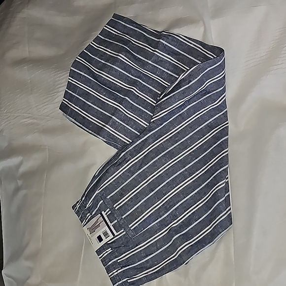Cropped Linen blue and white pants - Picture 2 of 13